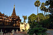 Myanmar - Mandalay, Shwe In Bin Kyaung a wonderful example of the Burmese unique teak architecture and wood-carving art. 